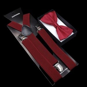 Red Suspenders and Bow Tie Set